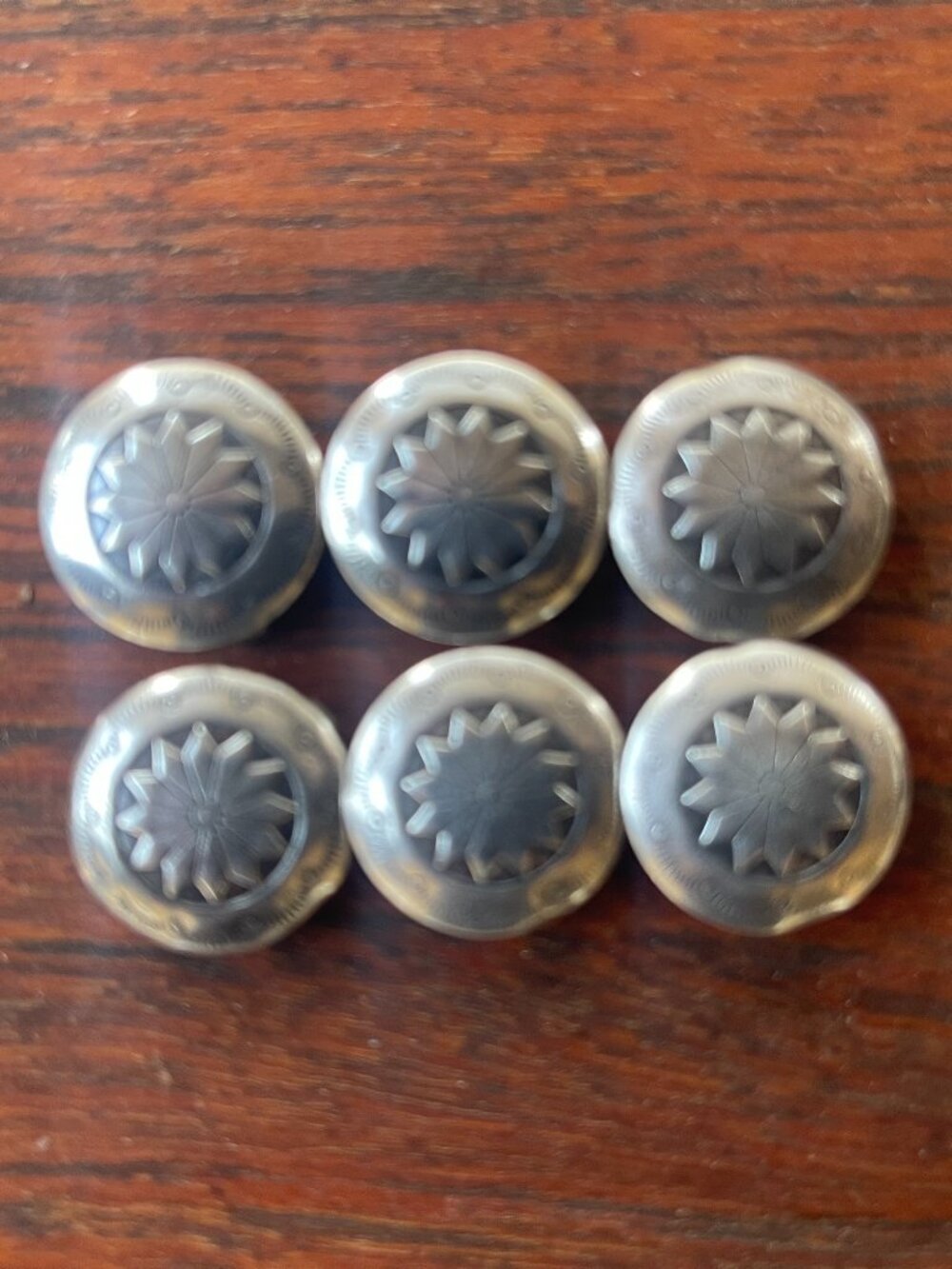 Vintage Stamped Native American Navajo Sterling Silver Concho Button Covers